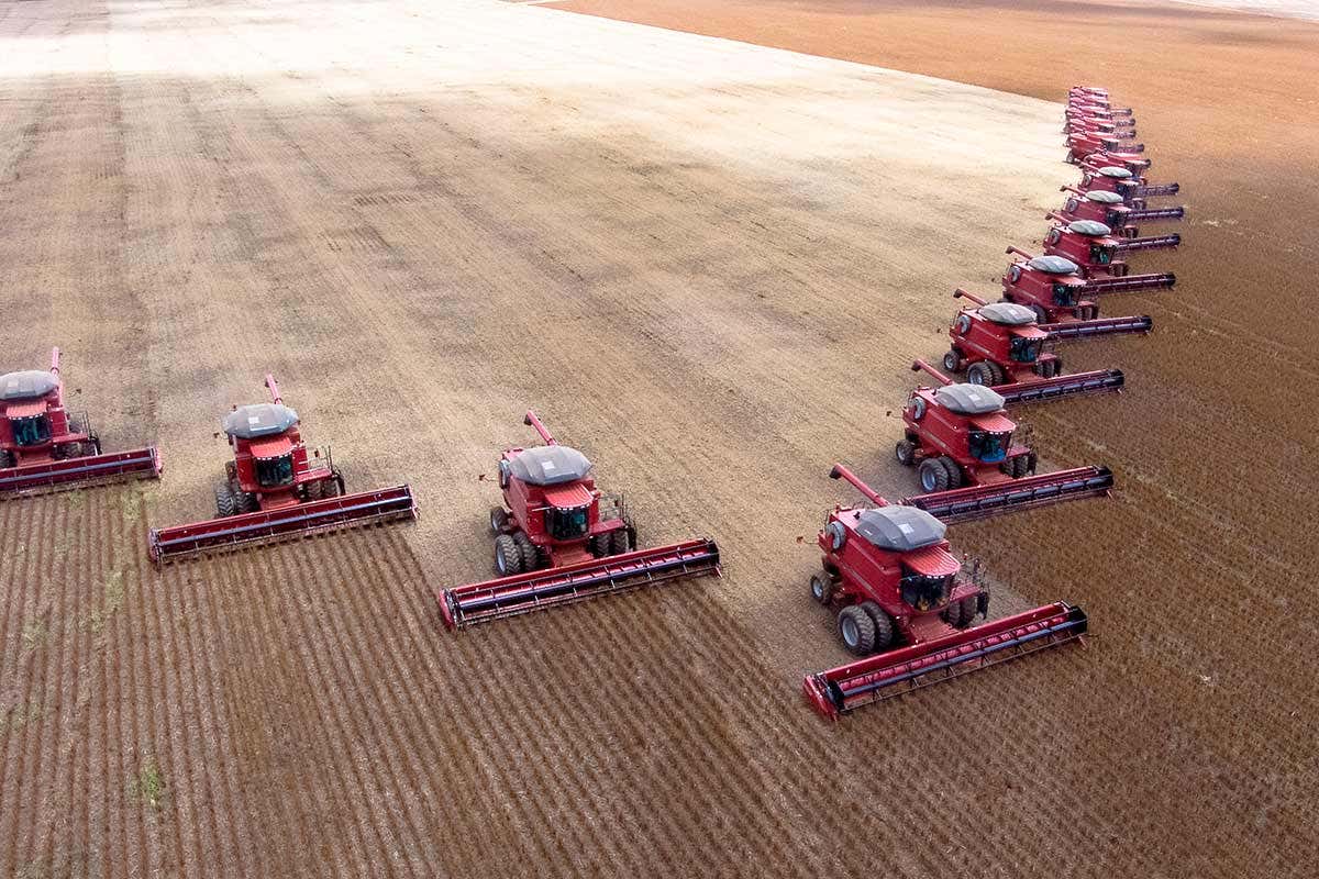 Tractors going across a field