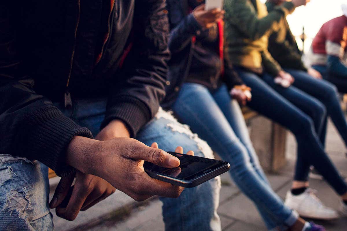 A person on their phone