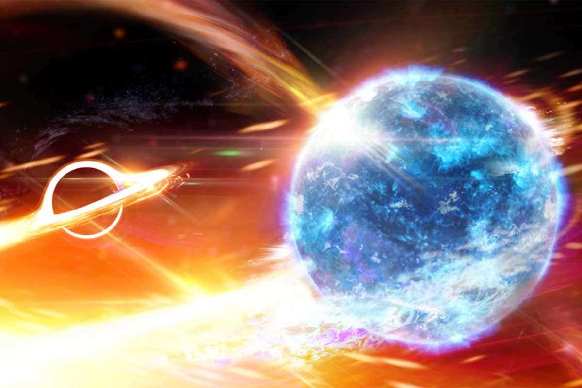 Artist's impression of a neutron star and black hole