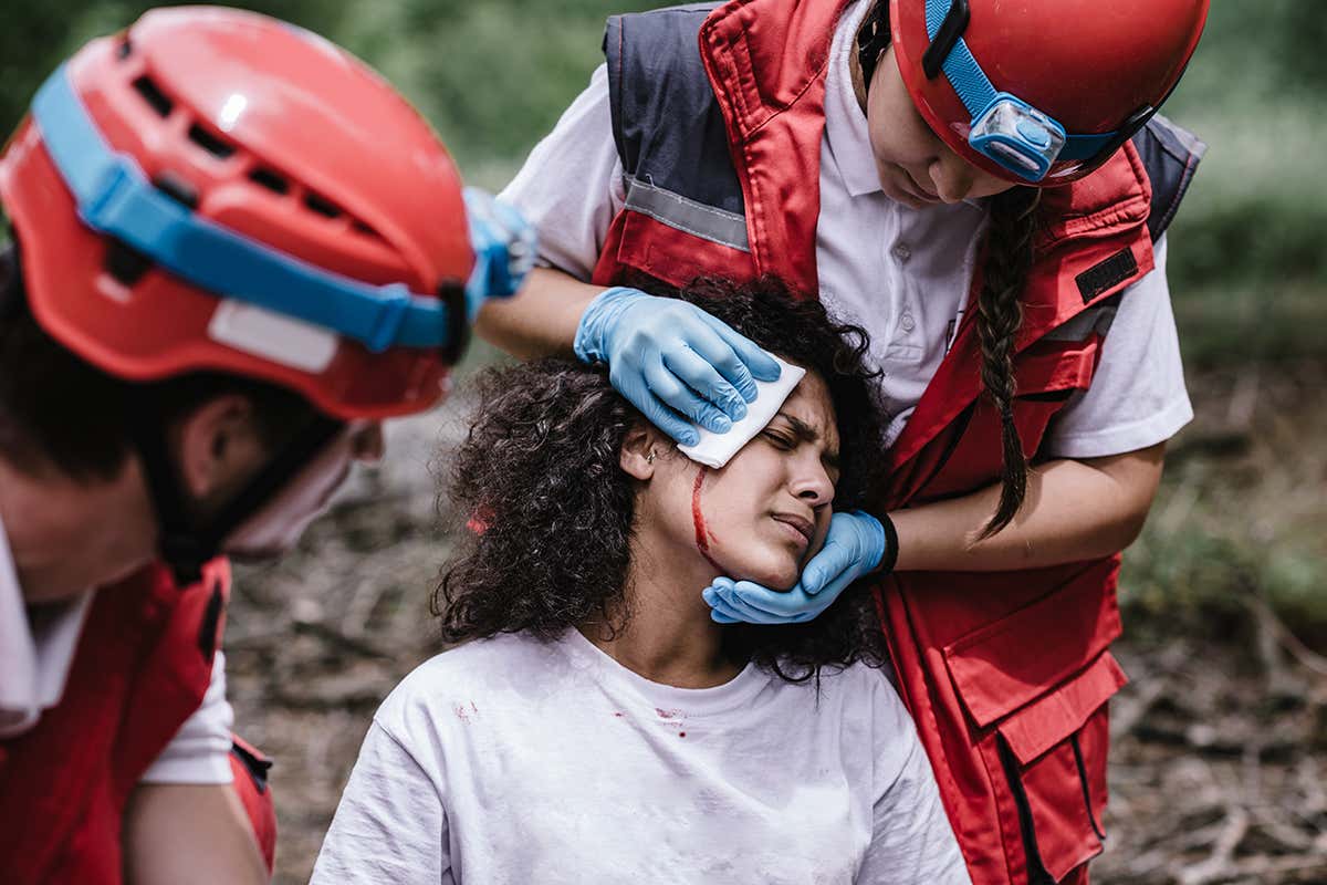 woman with head injury