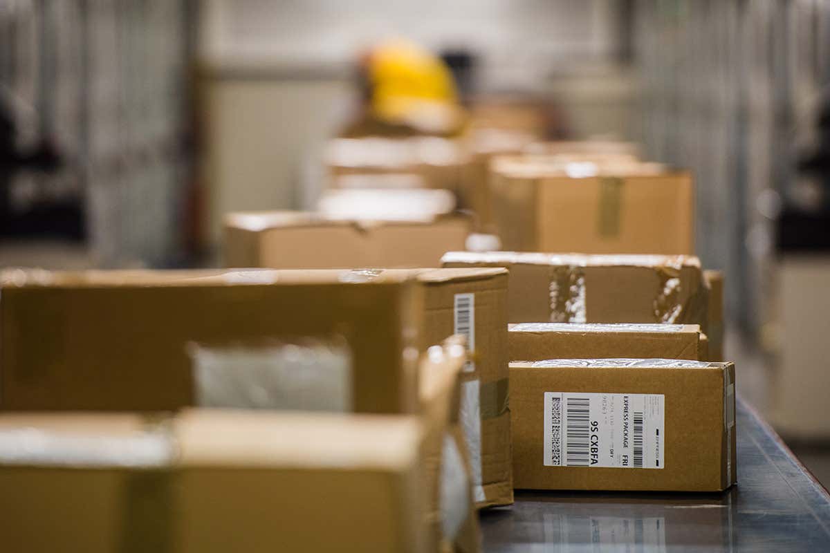 Boxes sitting on a surface