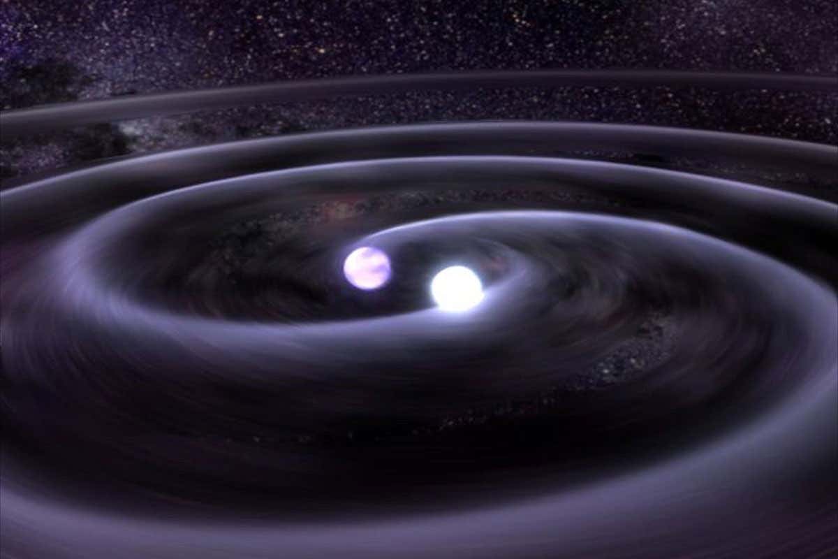 Two neutron stars circle closer to each other