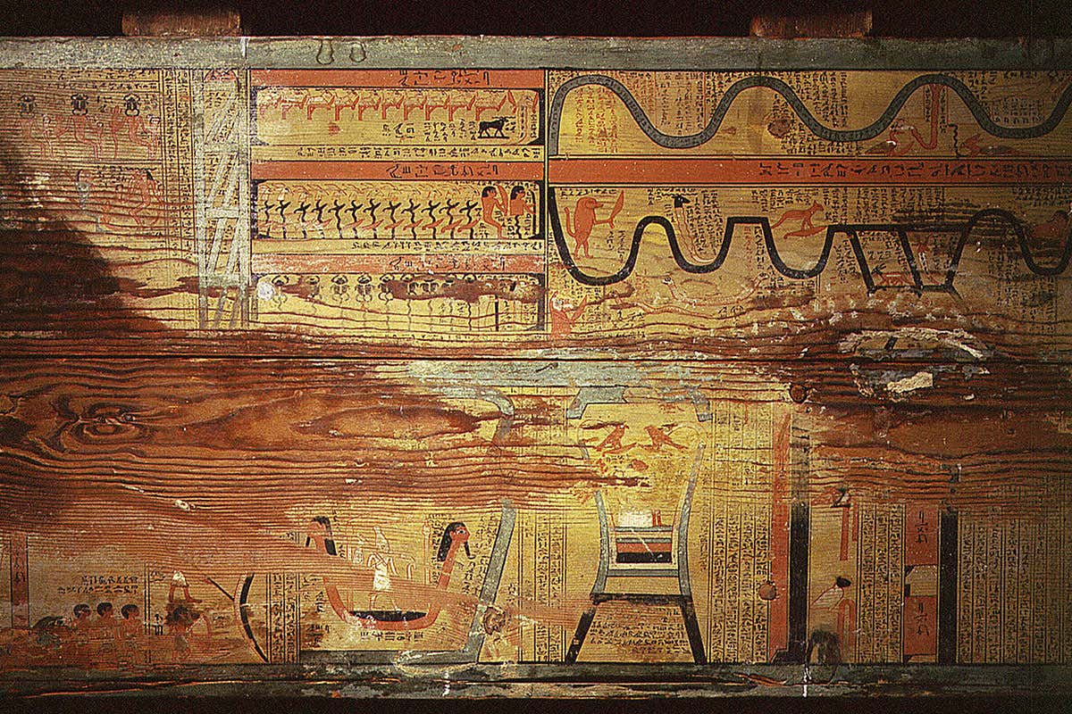 Paintings on the floor of a coffin from around 1800 years ago resemble the paintings found in the Book of Two Ways