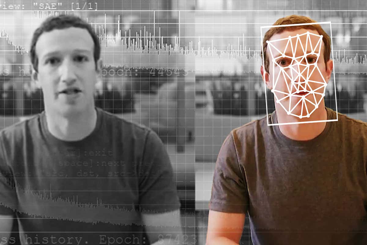 A comparison of an original and deepfake video of Facebook CEO Mark Zuckerberg