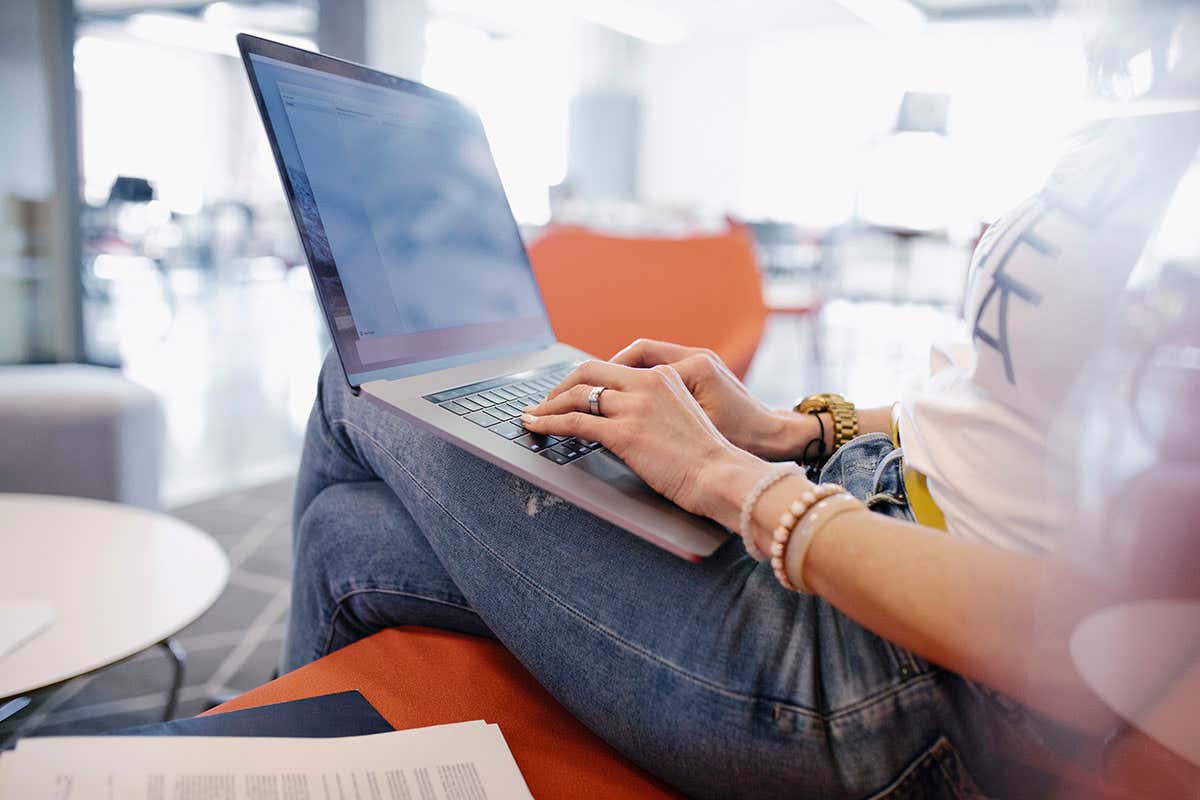 A person on a laptop