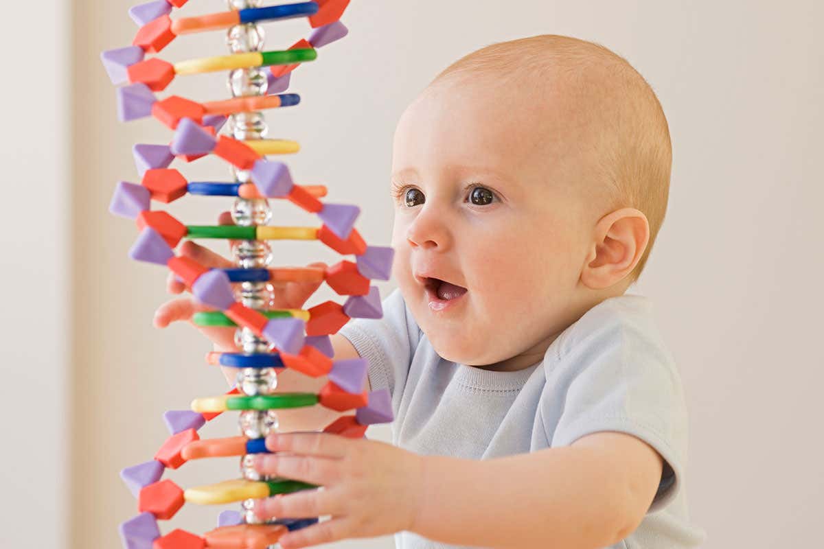 Baby plays with DNA double helix
