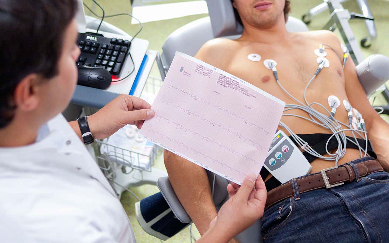 A man receives an ECG
