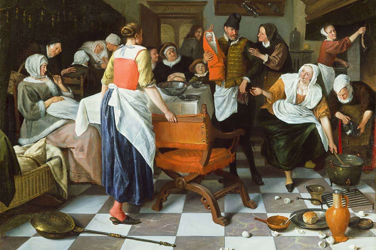 Celebrating the Birth by Jan Steen, 1664. © The Wallace Collection, London