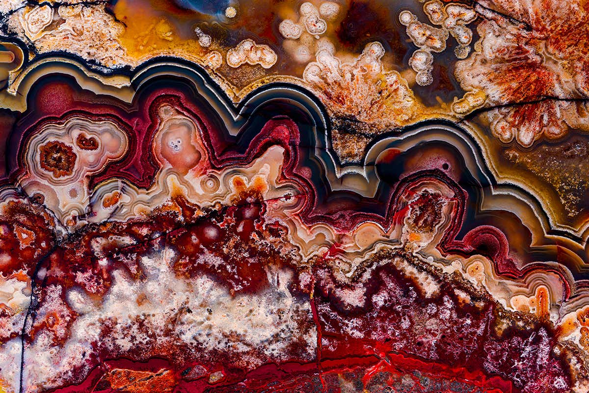 See the exquisite inner world of the gemstone crazy lace agate