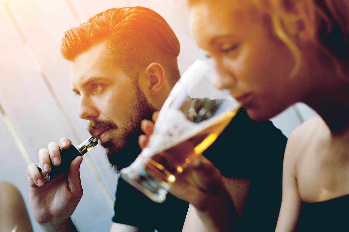 Man smoking electronic cigarette