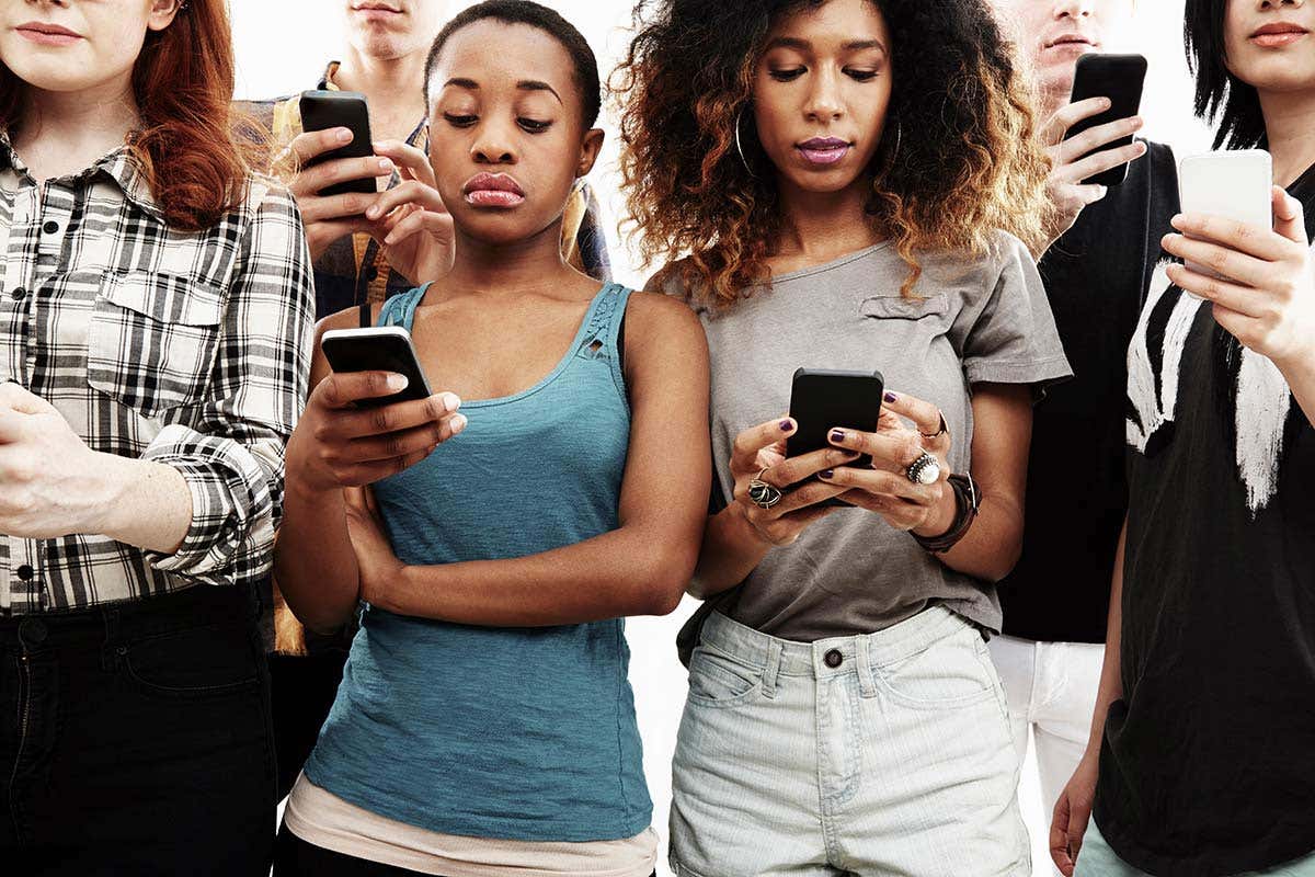 People on their phones