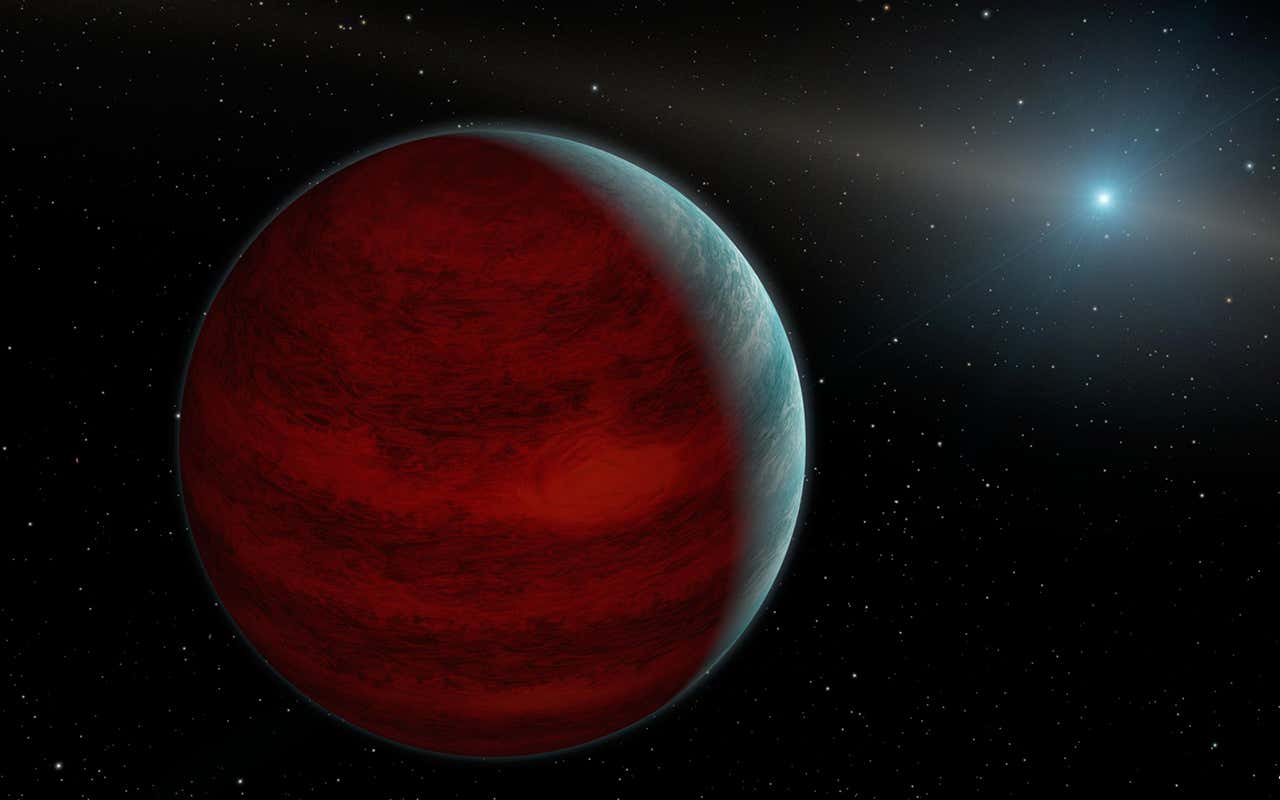 This artist's concept shows a hypothetical 'rejuvenated' planet,a gas giant that has reclaimed its youthful infrared glow. NASA's Spitzer Space Telescope found tentative evidence for one such planet around a dead star, or white dwarf, called PG 0010+280.