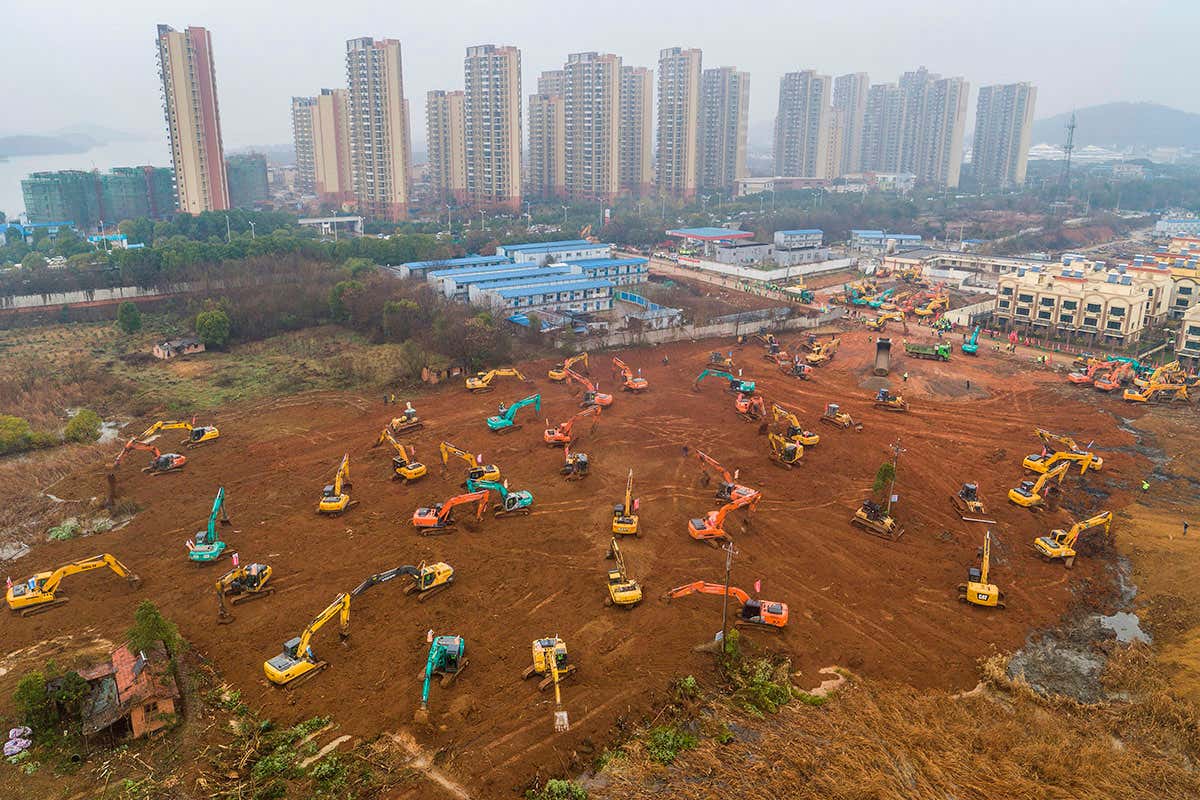 excavators at construction site