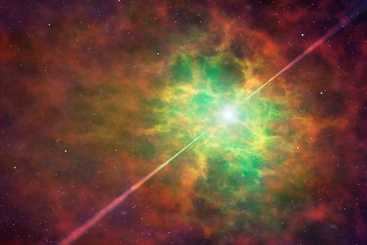 Two stars with an odd wobble are stretching space and time around them