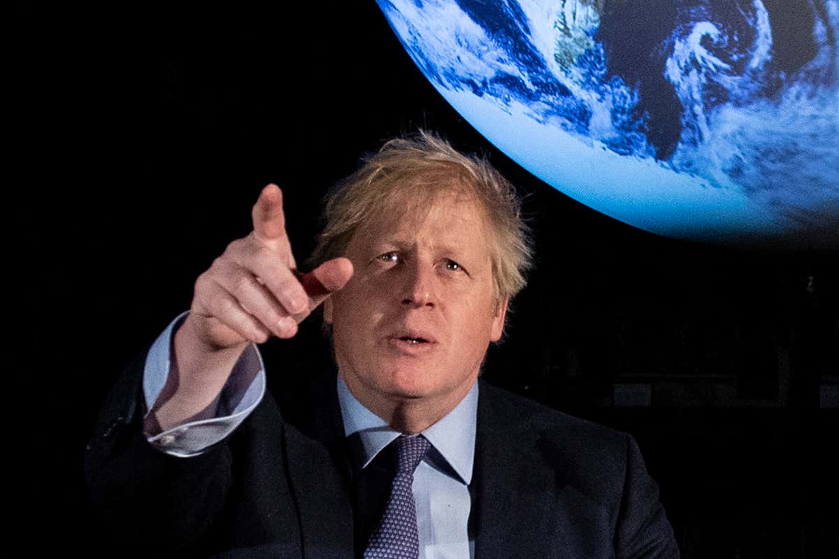 The Prime Minister Boris Johnson at the launch of the next COP26 UN Climate Summit at the Science Museum, London.
