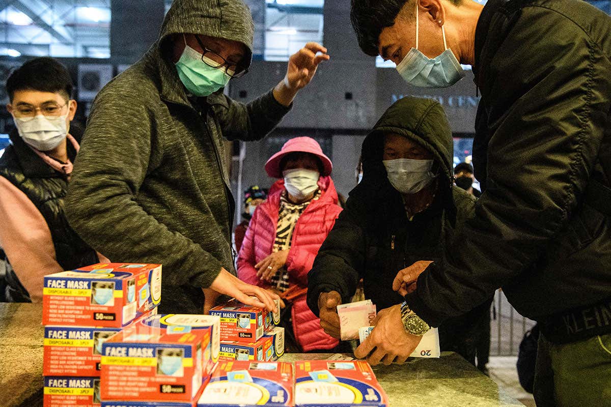 People buying facemasks