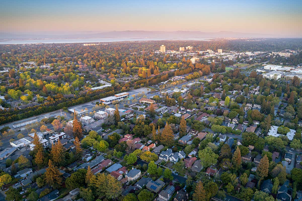 Menlo Park suburb looking out to Palo Alto in Silicon Valle