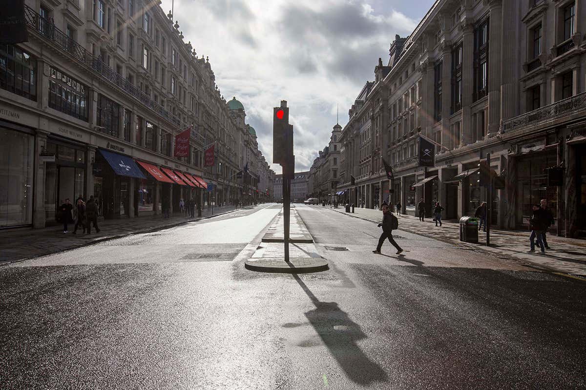 Regent Street in London without people