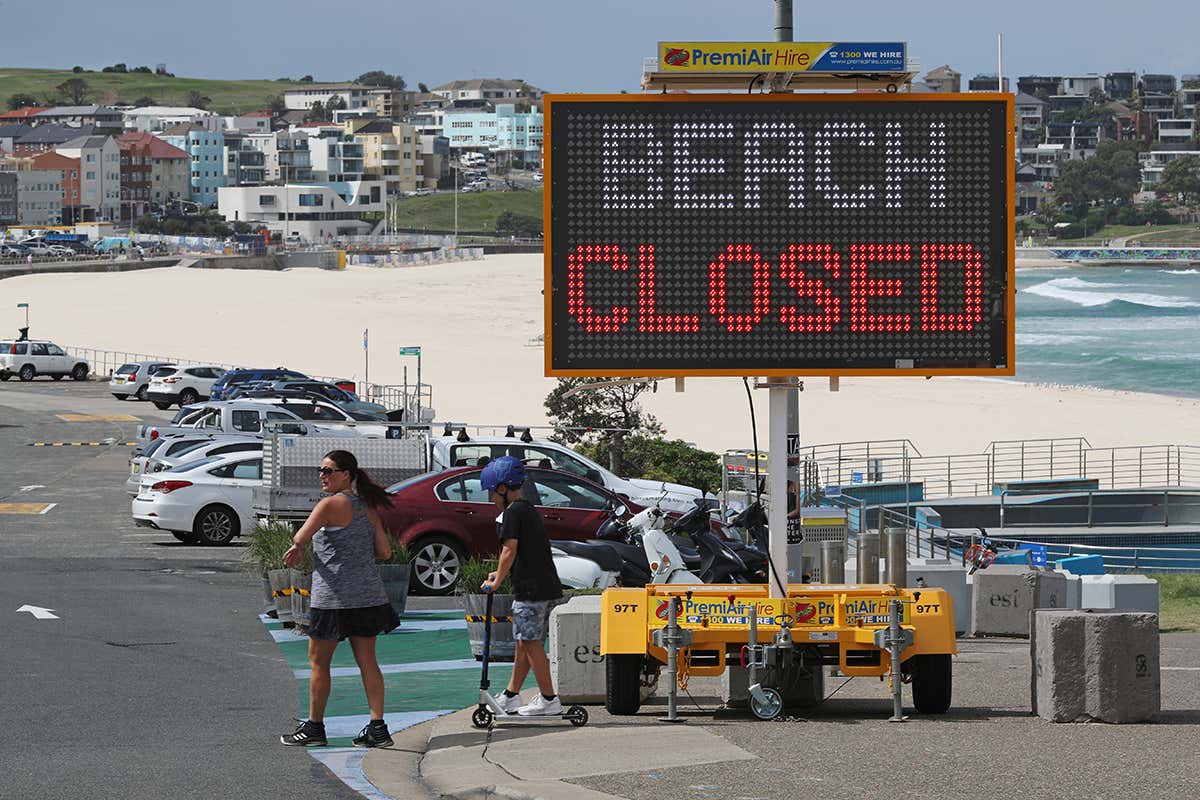 Beach closed sign