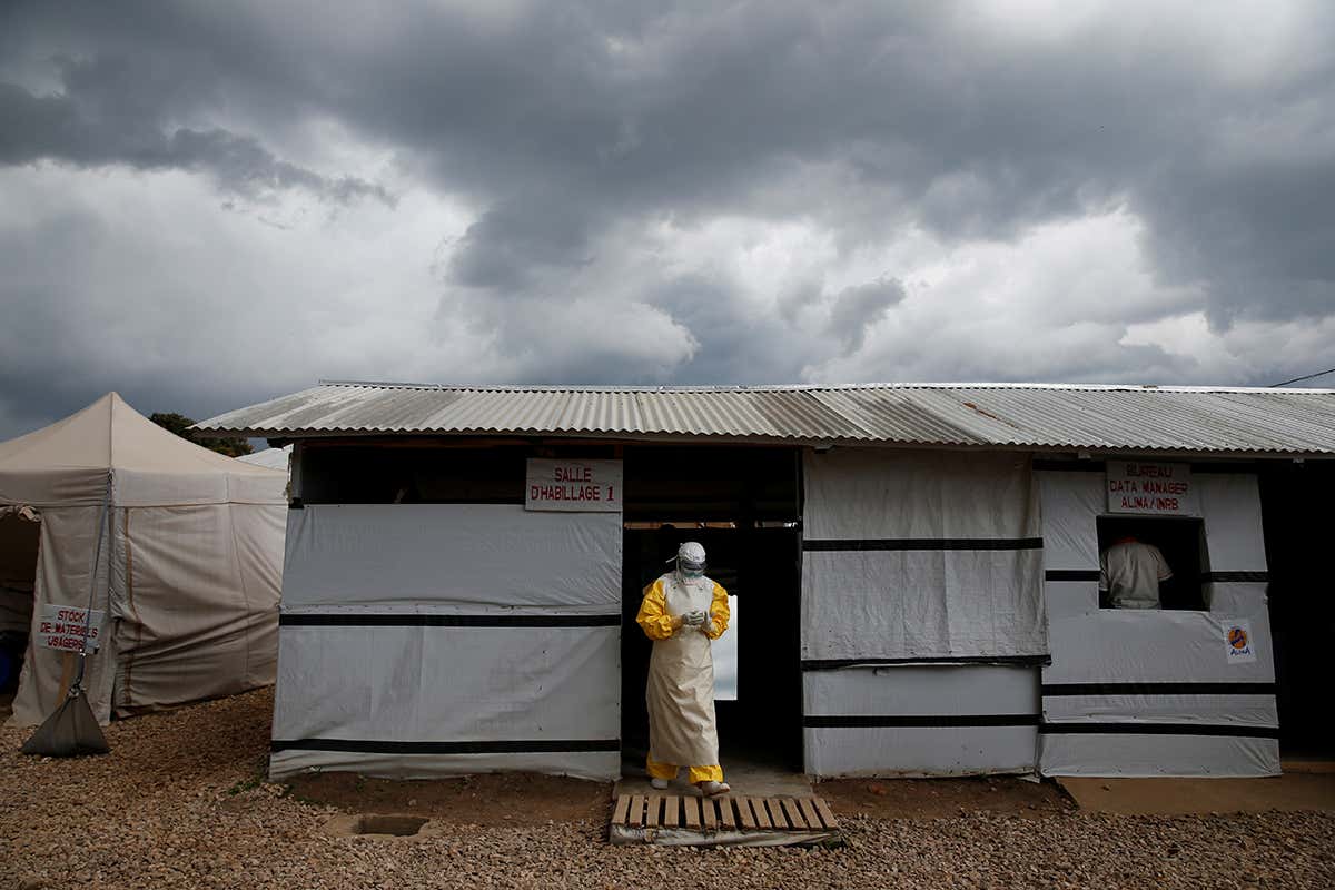 A health worker at an Ebola treatment centre in Beni
