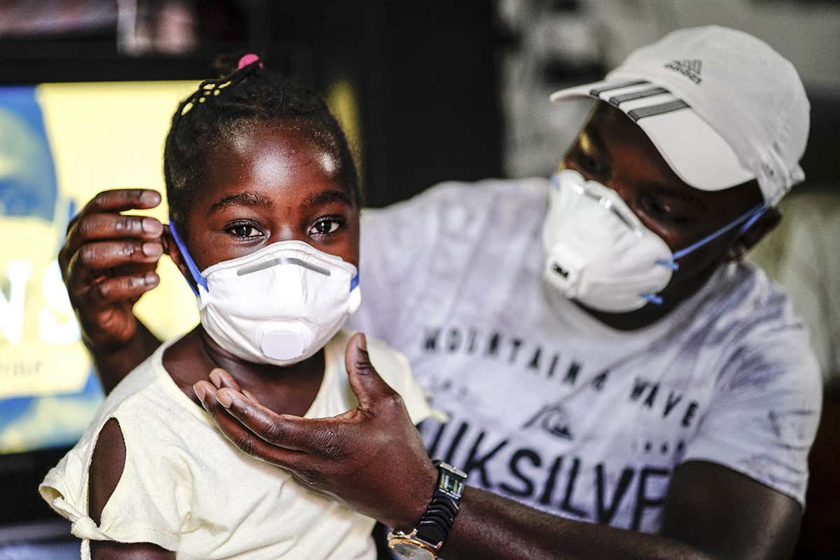 A girl wearing a face mask