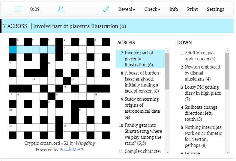 Cryptic crossword #32: Newton embraced by dismal musicians (4)