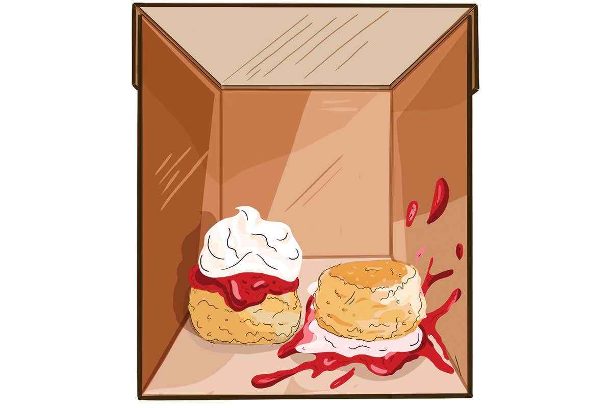 The strange case of a jam-cream quantum superposition