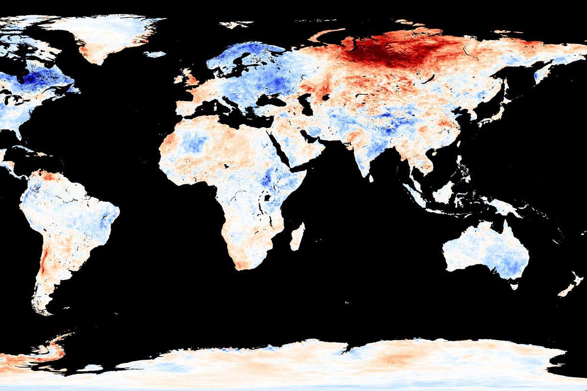 World map with temperatures