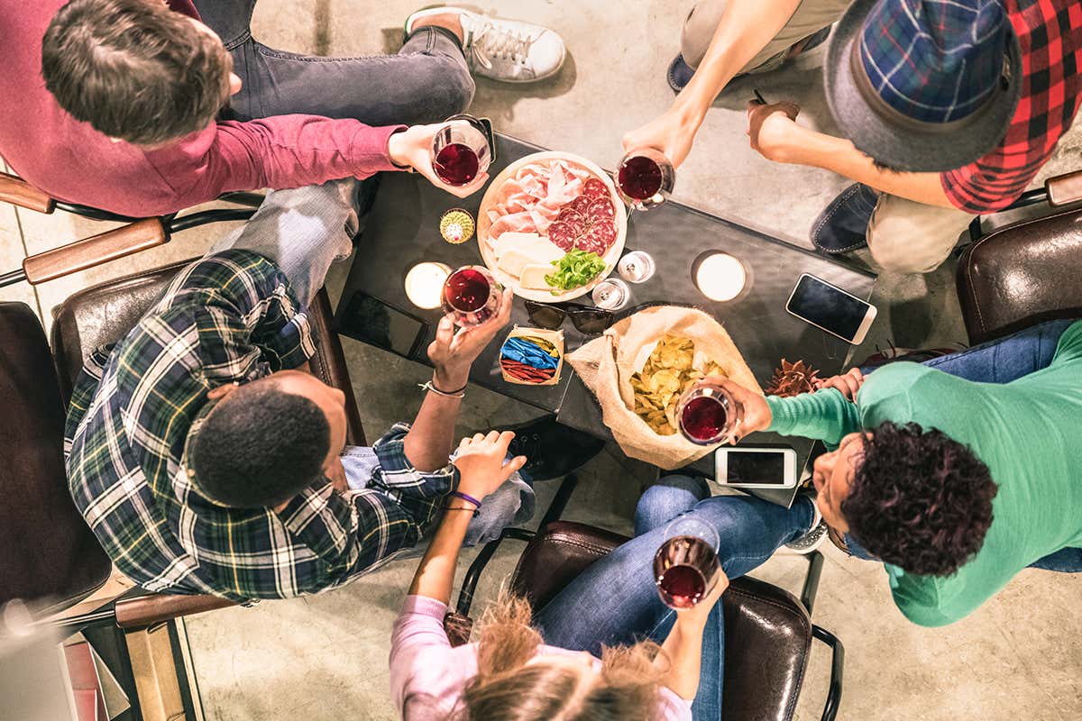 Top view of indoor bar