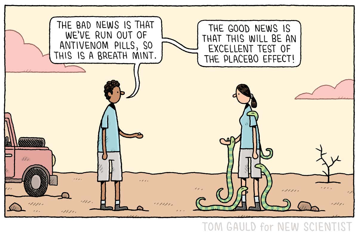 Tom Gauld sees a slithery opportunity to test the effects of a placebo