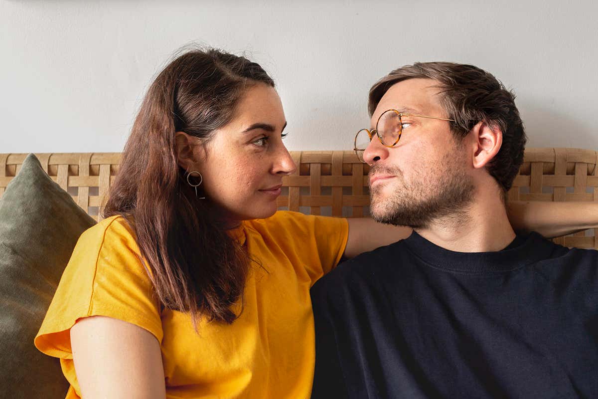 Two people looking at each other