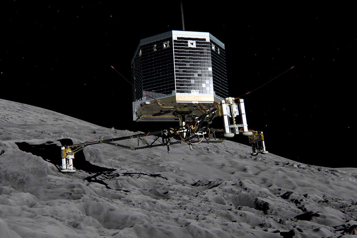 Ancient ice beneath the surface of comet 67P is softer than candyfloss