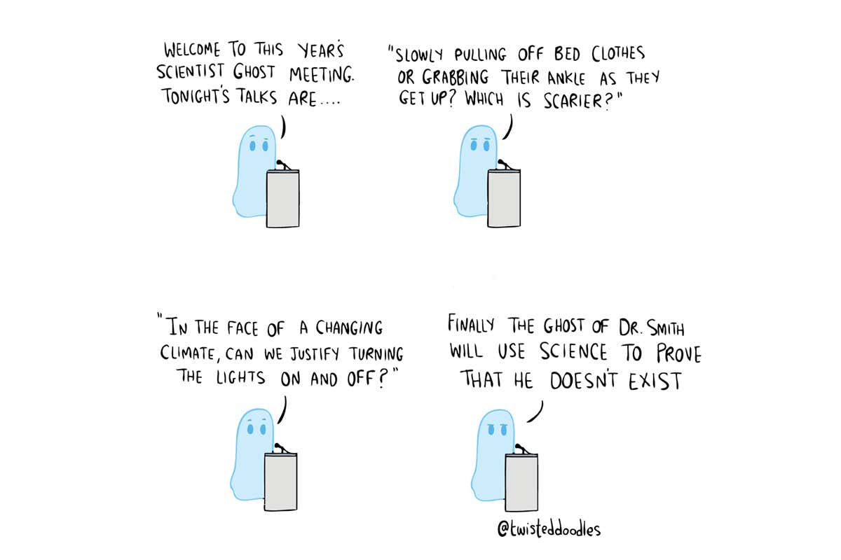 Twisteddoodles imagines a ghost giving a conference speech