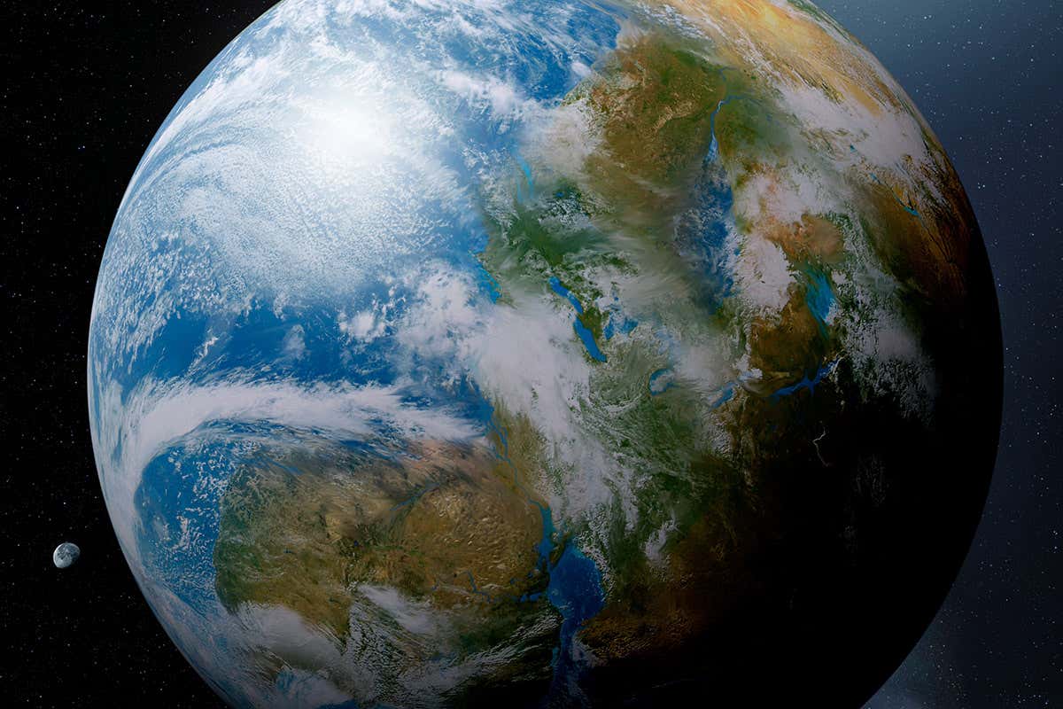 An illustration of Earth 250 million years ago when it was covered by the megacontinent Pangaea