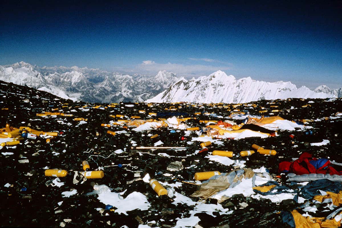 Rubbish left on Mount Everest. Photo taken in 1993