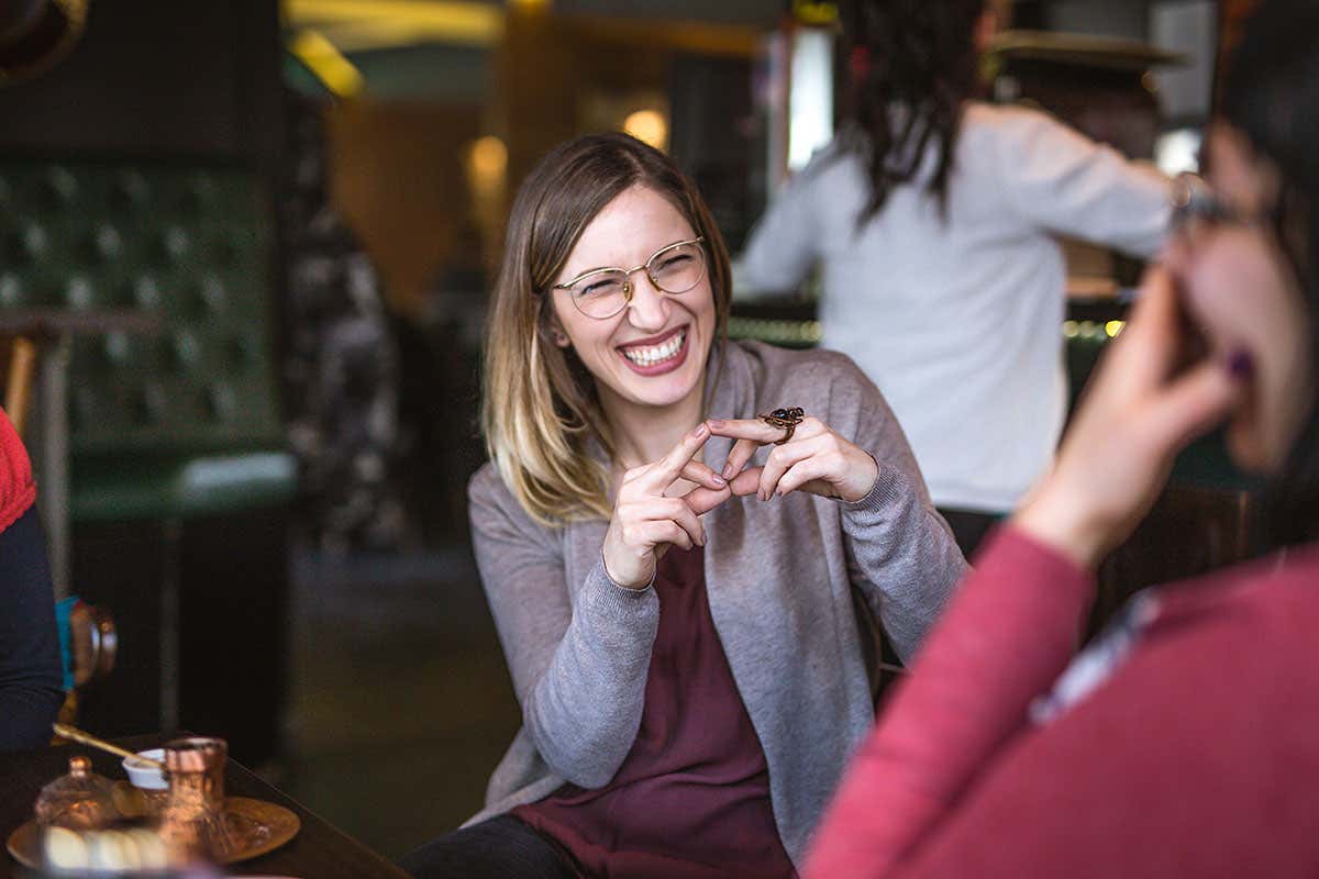 Woman using sign language