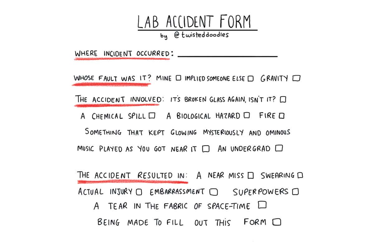 Twisteddoodles produces a lab accident form