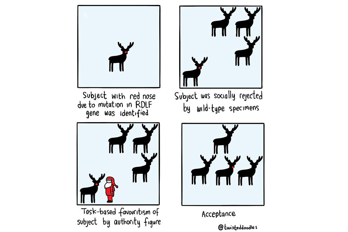 Twisteddoodles finds a reindeer with a red nose genetic mutation