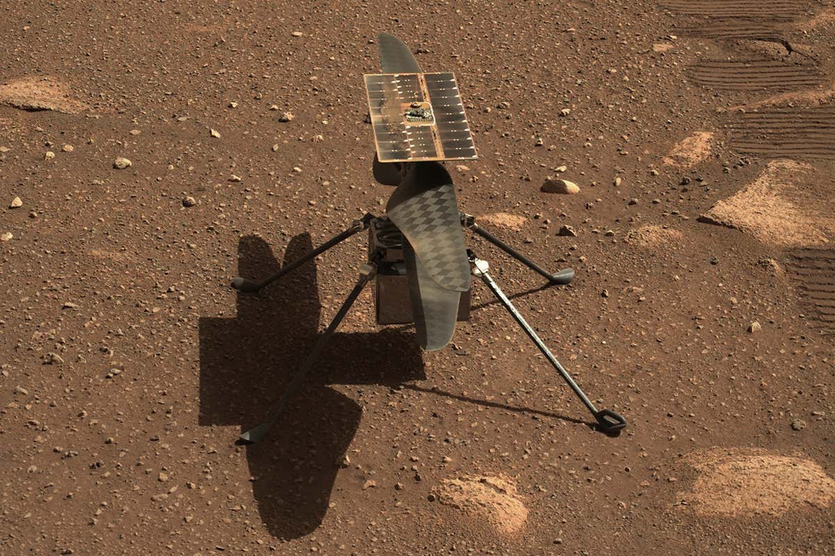 NASA’s Ingenuity Mars helicopter photographed by the Perseverance rover on April 5