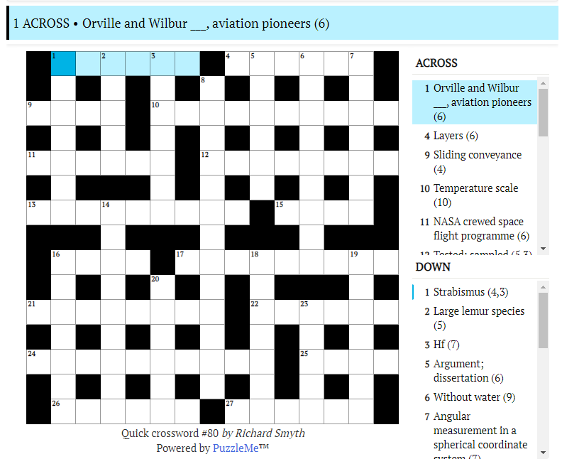 Quick crossword #80: Large lemur species (5)