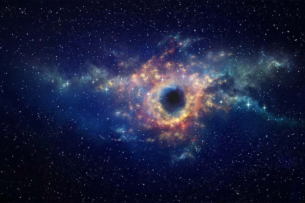 Cosmic smash-ups may push huge black holes away from their homes