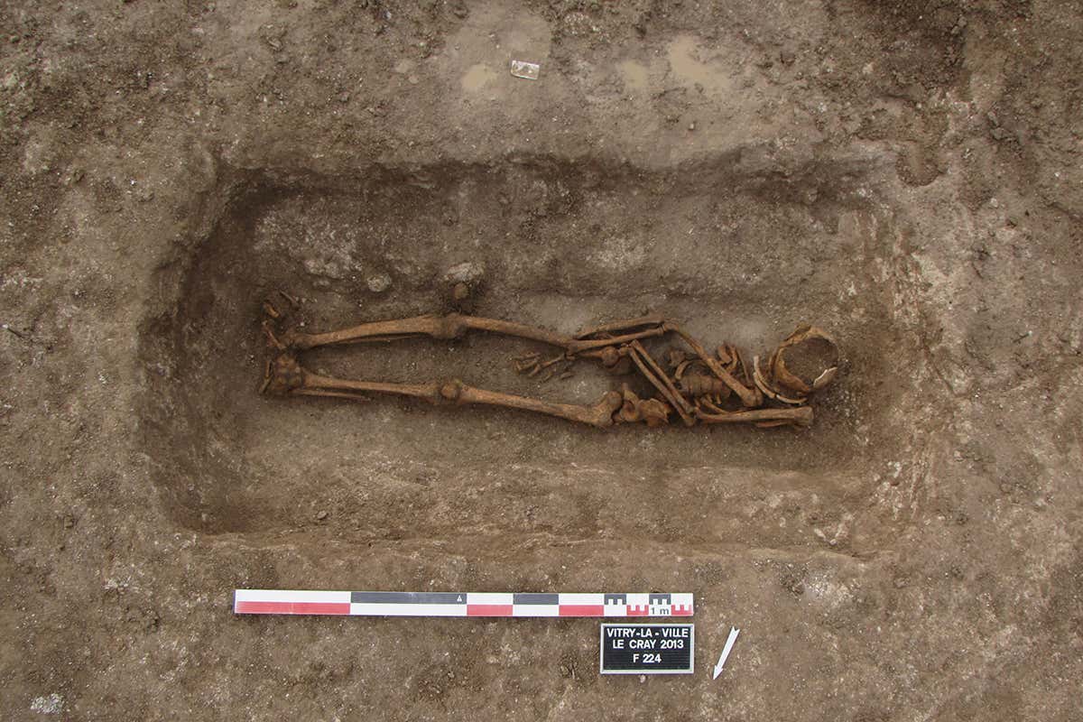 Remains in an open grave