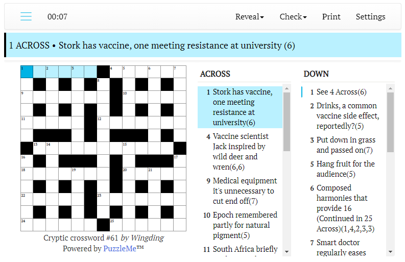 Cryptic crossword #61: Vegetable gets everyone covered by vaccine (7)