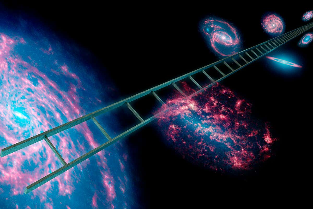 Cosmic distance ladder stretches into the universe