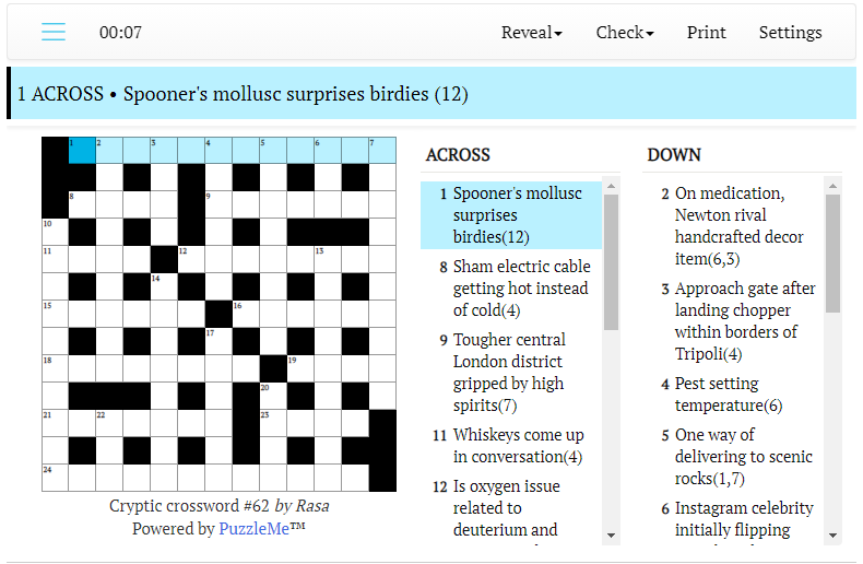 Cryptic crossword #62: One way of delivering to scenic rocks (1-7)