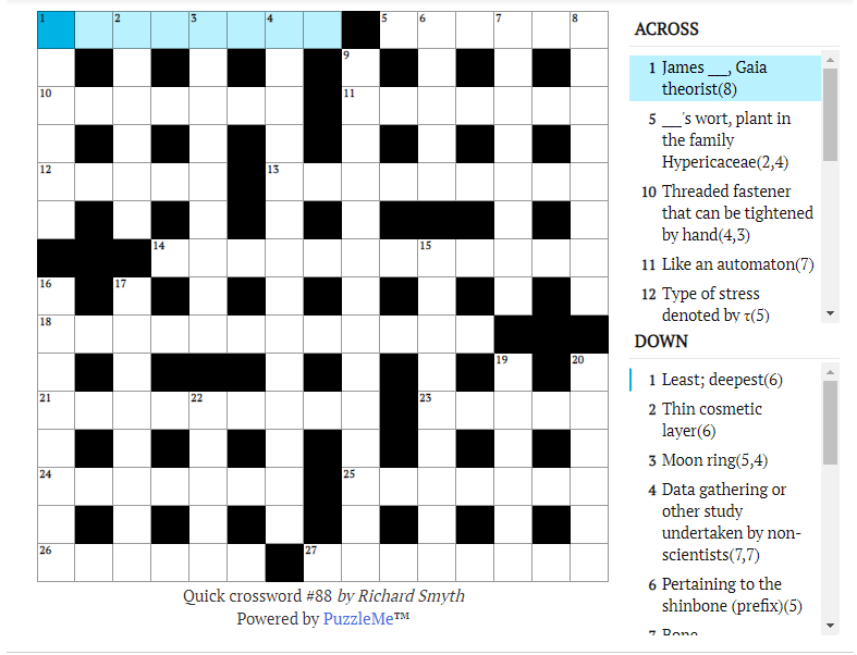 Quick crossword #88: Early phase of software assessment (5,4)