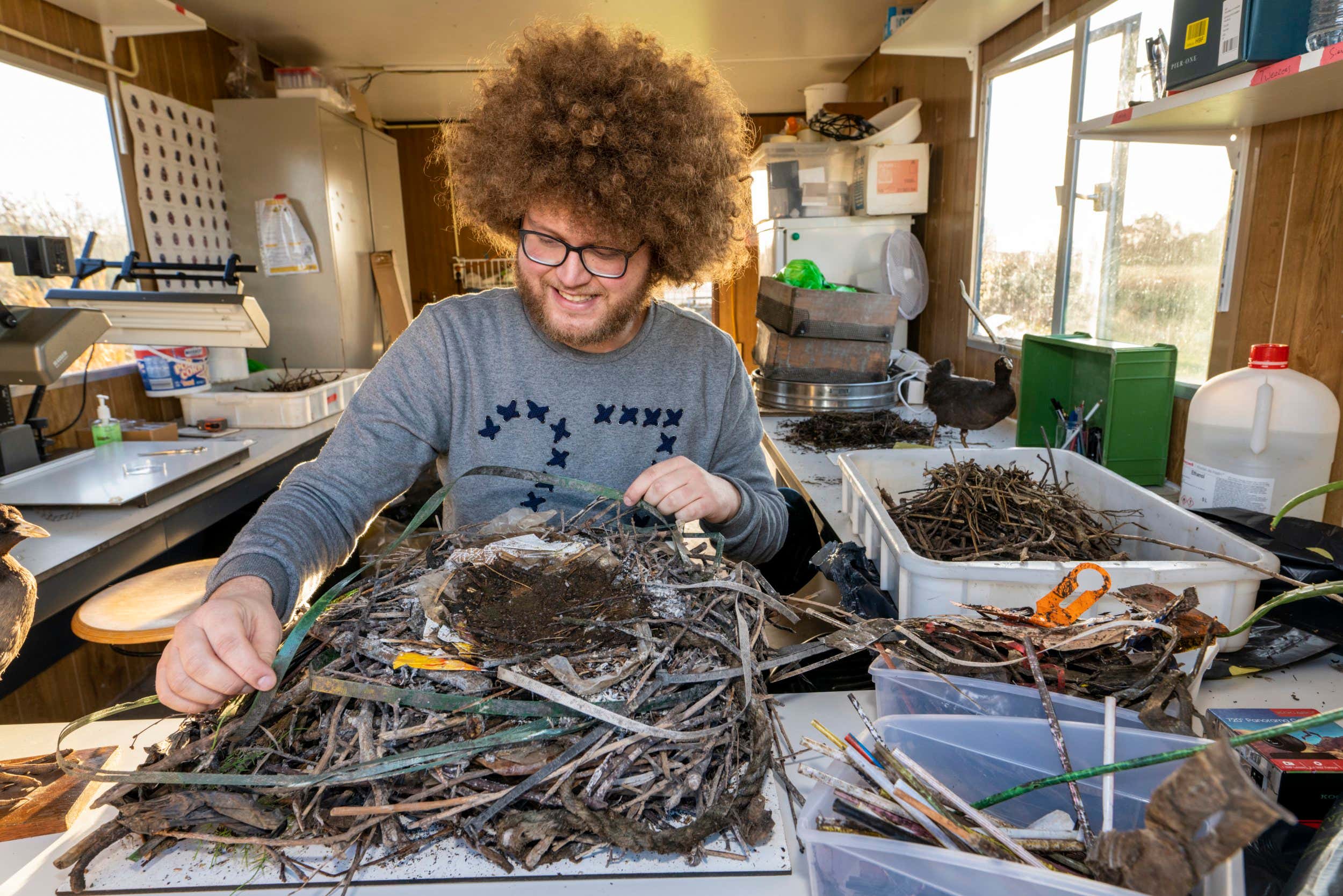 Auke Florian Hiemstra onderzoekt vogelnesten