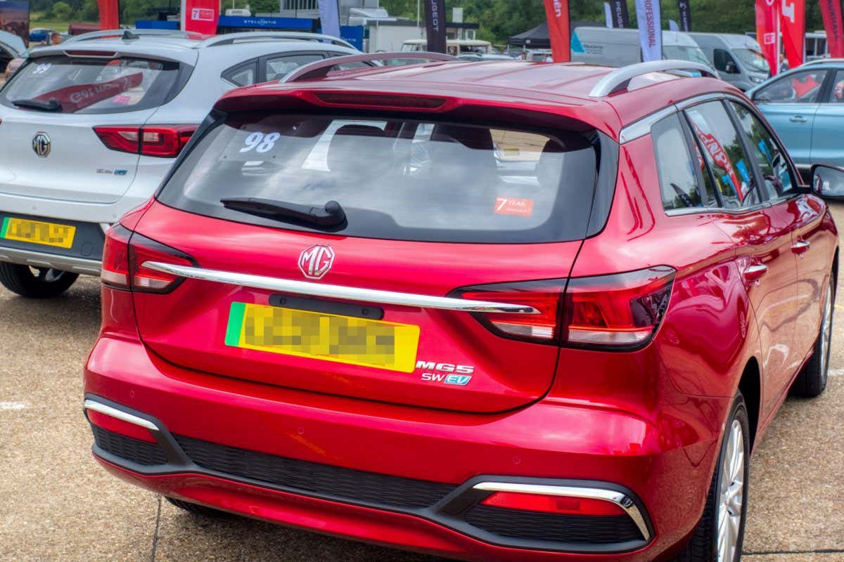 An electric car at Millbrook Proving Ground test track, In Bedfordshire, UK