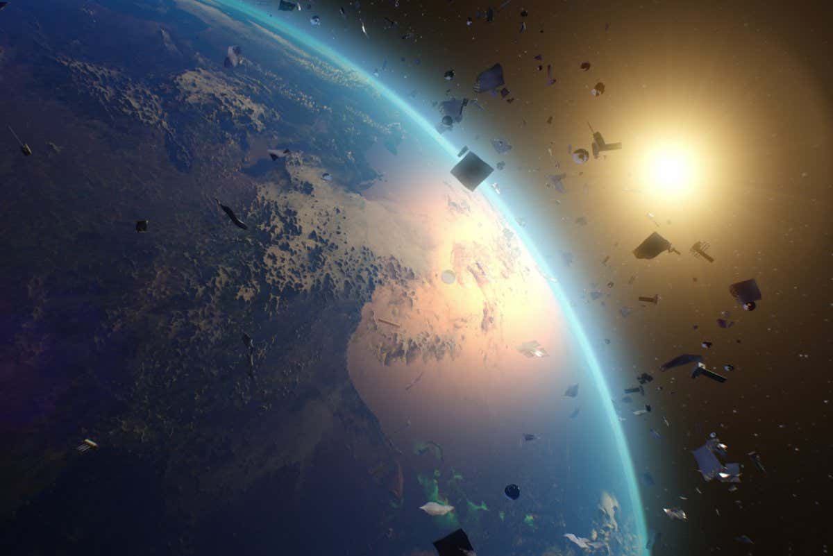 Space debris around planet Earth; Shutterstock ID 1943915647; purchase_order: -; job: -; client: -; other: -