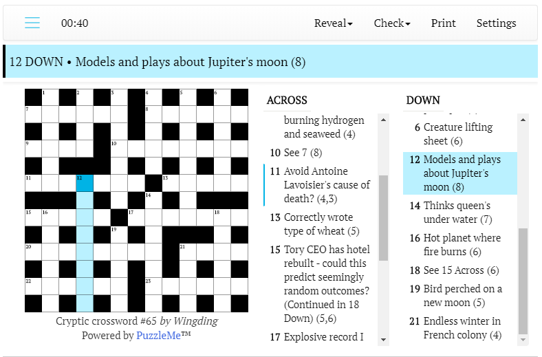 Cryptic crossword #65: Models and plays about Jupiter's moon (8)